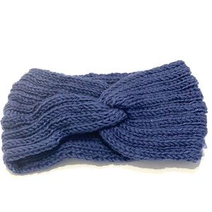 Blue Winter Front Twist Knit Headband Ear warmer